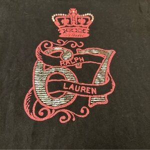 Vintage Ralph Lauren Black Gold Graphic Babydoll T-shirt Large